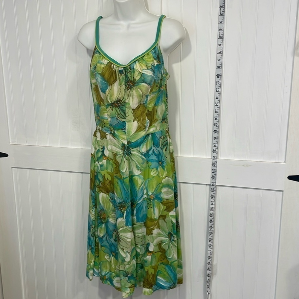 DeWeese vintage swim/sundress green & blue floral size 16/38